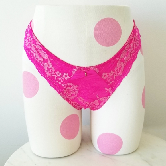 Victoria's Secret Vintage Cheekini Bikini Pink Lace Rhinestone Crystal Panty NWT - Picture 8 of 16